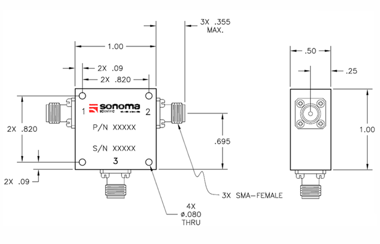 C1XM13 1.25-1.4GHz高功率SMA環(huán)行器Sonoma Scientific